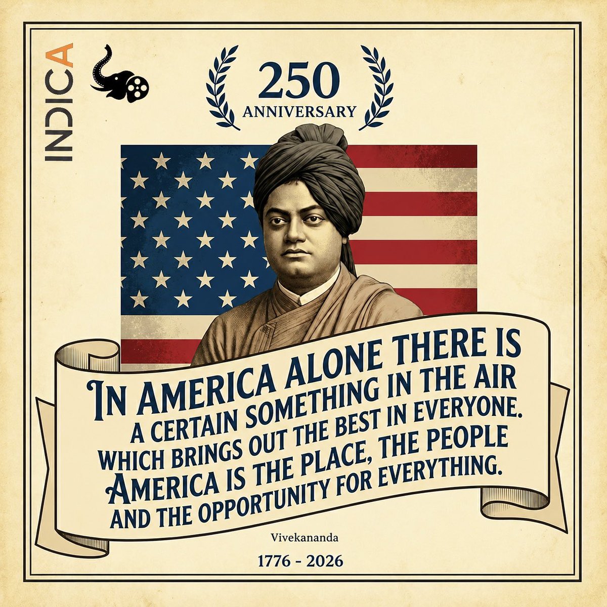 DALLASFILMUTSAV's tweet photo. Great quotes from Great Indic teachers about a Great Nation! 250 years of America’s journey!! #America250th #Happy4th https://t.co/hheBafQr0D