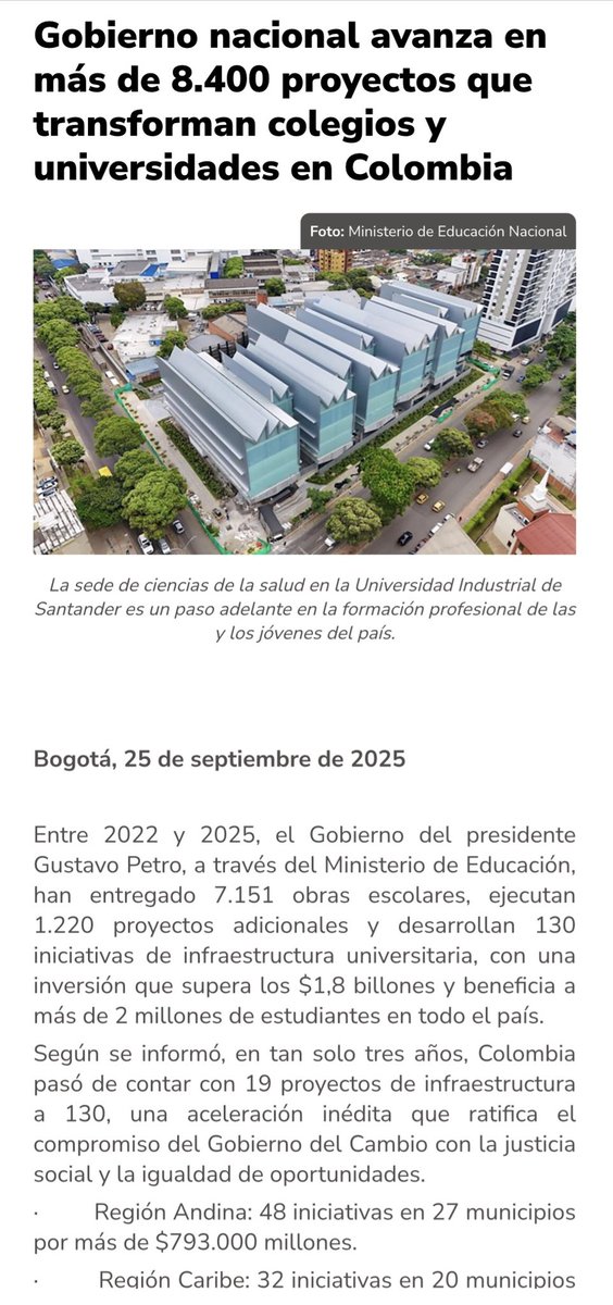 Donka_At's tweet photo. La reivindicación de una educación pública, laica, con libertad de cátedra, universal, gratuita y de calidad es parte de las luchas más importantes que hemos construido en Colombia. Hemos ido ganando paso a paso cada una de esa características, algunas aún en construcción. Nuestro gobierno avanzó en ampliación de cupos y de infraestructura en muchas regiones y en Bogotá, mejoras en la calidad y condiciones de trabajo de quienes la protagonizan, gratuidad en la educación superior, entre otras… 
Estos son derechos ganados que no dejaremos perder. Esto es lo que recibiría Viviane Morales si llegara al  @Mineducacion. Echarlo para atrás, restringir libertades, negarle a la educación su carácter de Pluralidad, sería un grave error.