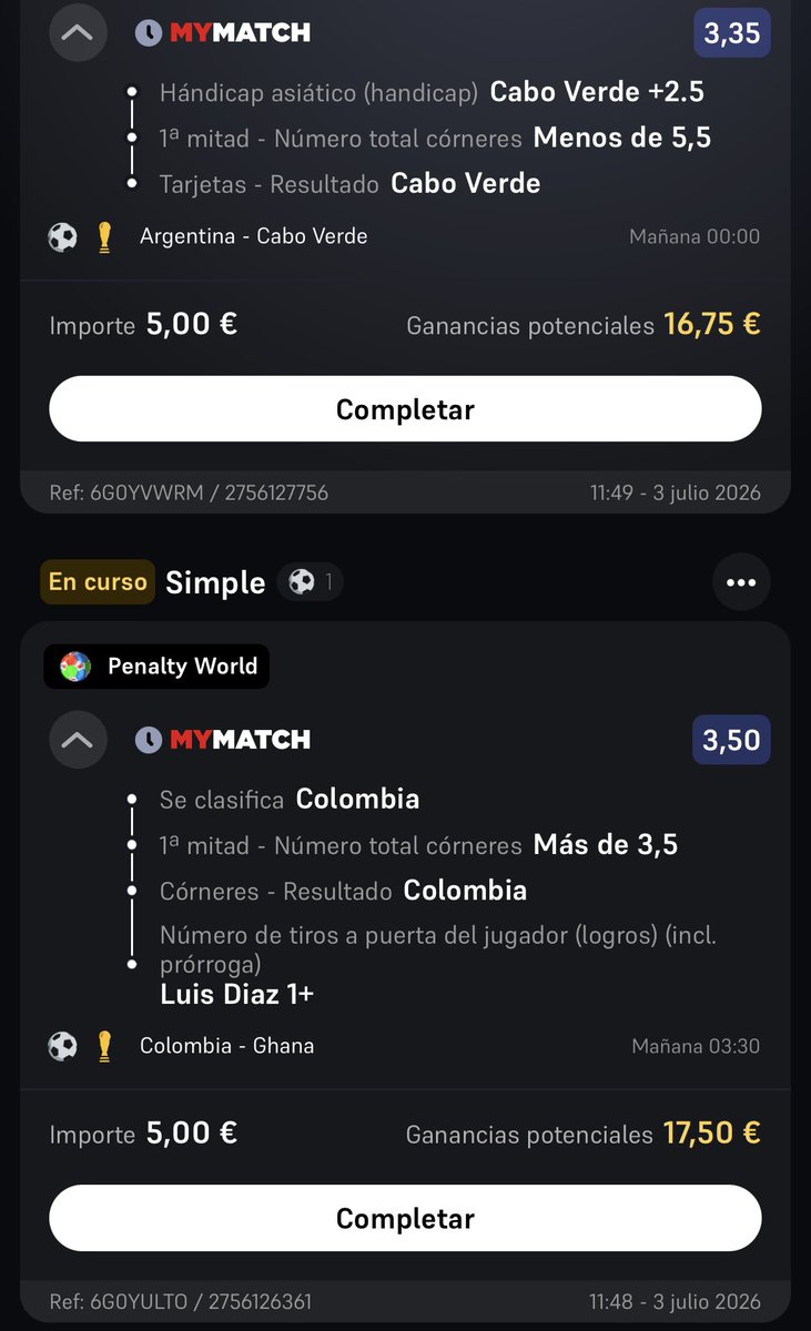 verticeplus90's tweet photo. Penalty World de @WinamaxDeportes😏

Llevamos +60€ en freebets  jugando únicamente los penaltis de 10€.

A ver si hoy reparte algo mas winamax.

Hoy vamos con estas oportunidades. https://t.co/2tAOHrbg43
