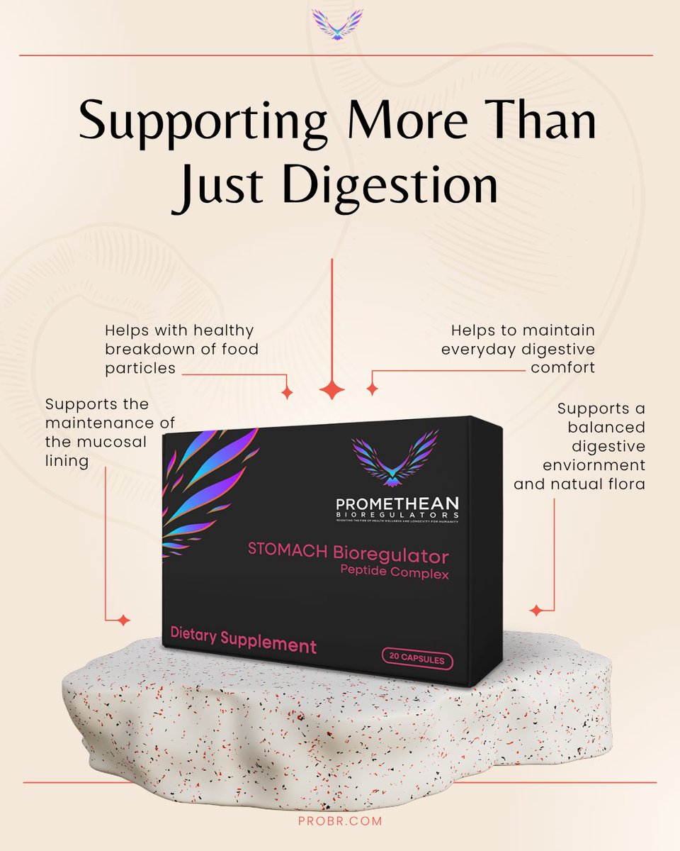 bioregulators's tweet photo. Supporting more than just digestion.

Your digestive system does far more than process food. It's responsible for breaking down nutrients, supporting absorption, helping maintain the gut environment, and providing the building blocks your body relies on every day.

When digestion is functioning well, the effects can extend far beyond the stomach.

The Stomach Bioregulator is formulated to support healthy cellular function within stomach tissue and help maintain normal function as part of a comprehensive wellness approach.

Because healthy digestion isn't just about comfort — it's part of the foundation that supports whole-body wellness.

#Bioregulators #PeptideScience #CellularHealth #DigestiveHealth #GutHealth #HealthyAging #WellnessSupport #Longevity #TargetedSupport #Peptides #WellnessJourney #StomachHealth #HealthyLiving #FoundationalHealth