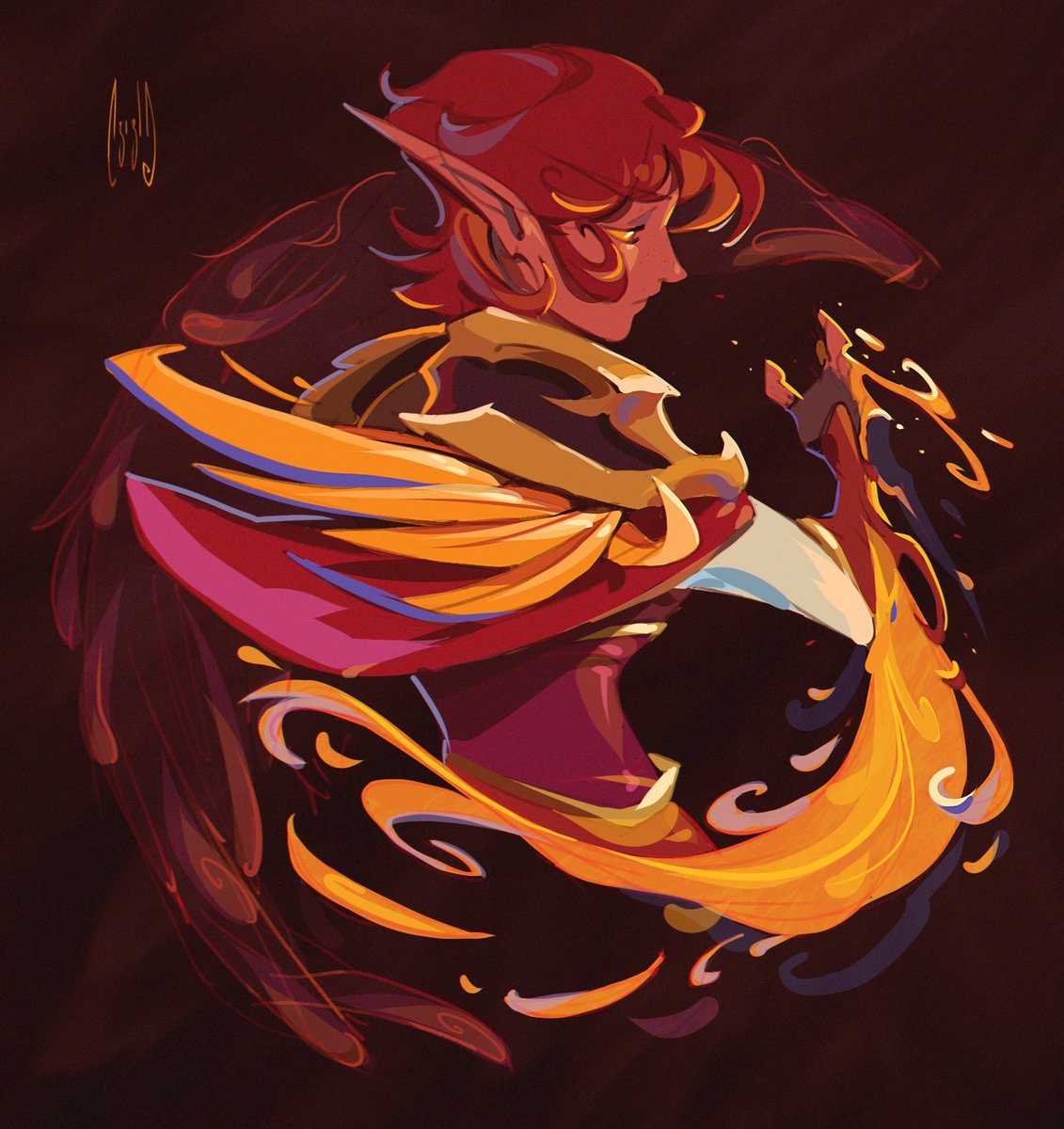 ASwiftwind's tweet photo. SECOND! Attack on @oxiente 🧡❤️🔥 

#artfight #artfight2026 #warcraft https://t.co/14Znt8kO1U