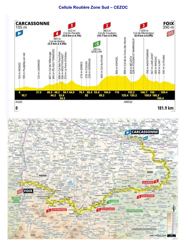 cezocsud's tweet photo. Communiqué CRZ Sud - étape 4 du TDF 2026 - Carcassonne (11) - Foix (09) du mardi 07 juillet 2026. https://t.co/22K5zpNgfV
