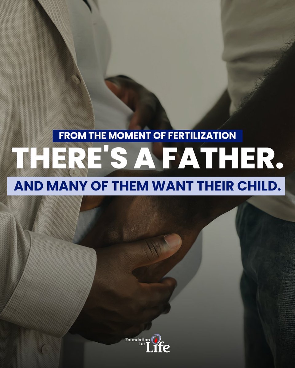 FFL_NWO's tweet photo. From the moment of fertilization, there's a father.

Yet in the abortion conversation, fathers are often invisible — their love dismissed, their voice unheard.

Many fathers are ready to step up. They just need the chance. https://t.co/QsmJi2JS0v