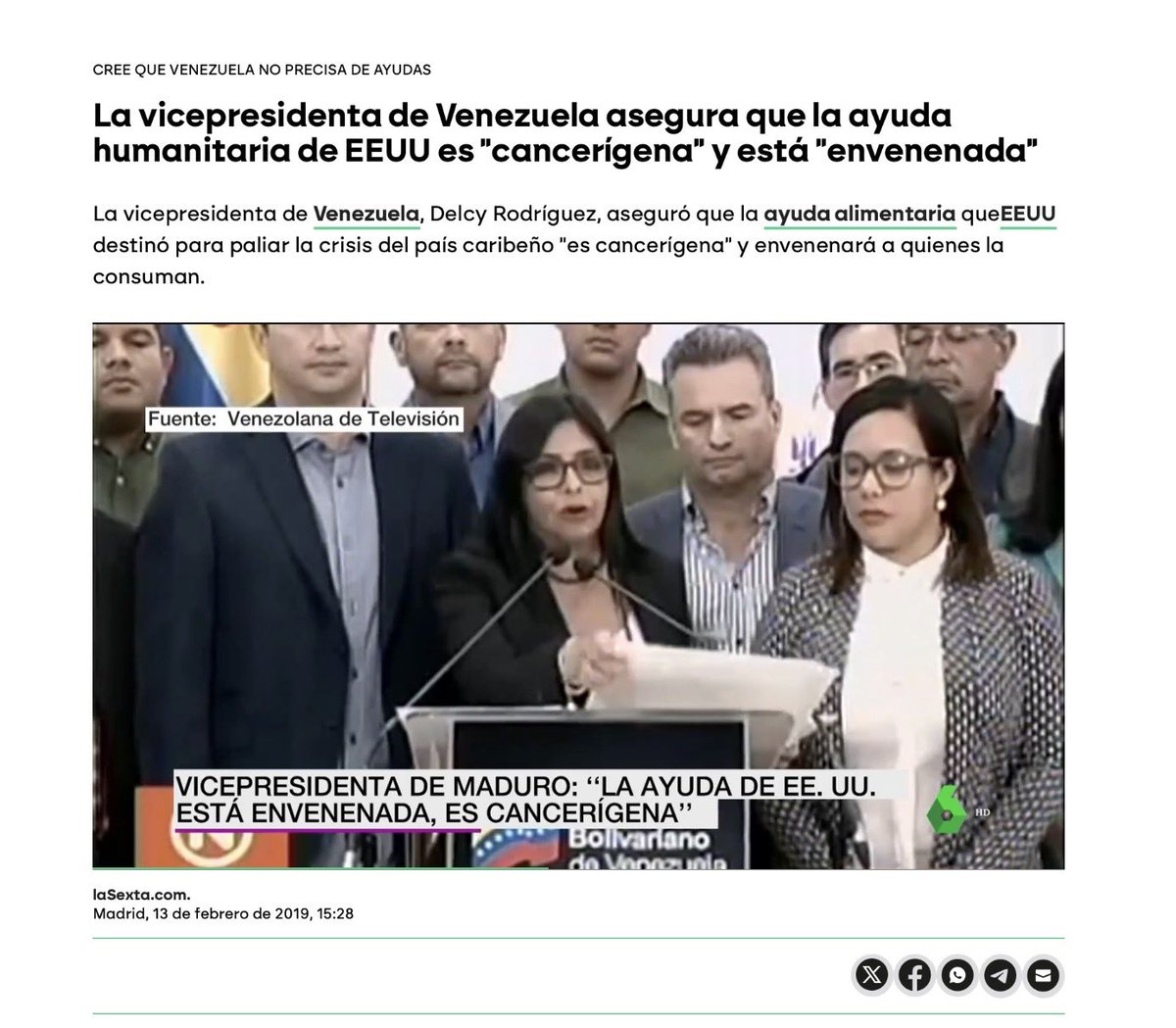 gustavoahrndz's tweet photo. @fabiandicosta No dista mucho de las respuestas que dio cuando era vicepresidenta de Maduro en el 2019 en relación a la ayuda de EE.UU. (primer mandato de Trump) en el momento que ocurrieron los deslave de La Guaira 👇 https://t.co/bNGqNOACct