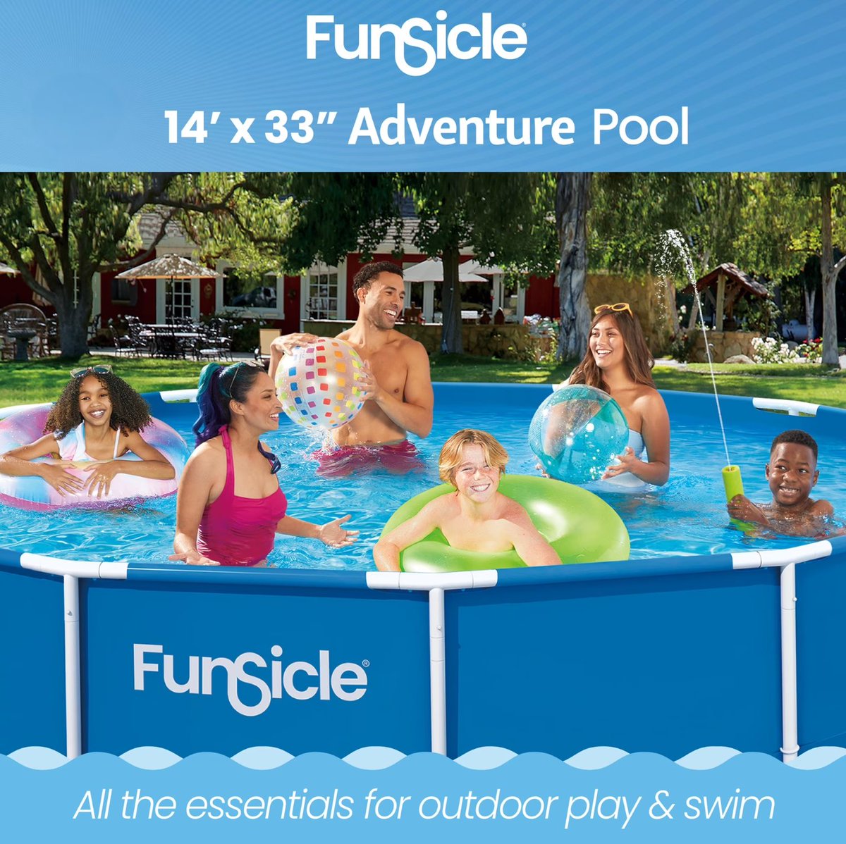 spieltimes's tweet photo. 🏊 Still on SALE and if you haven't copepd now is your chance! 💦 
$79 off! Funsicle 14ft Above Ground Pool just $99 (was $178)!

https://t.co/mlpzoBhfeP https://t.co/oV0nRVnxwz