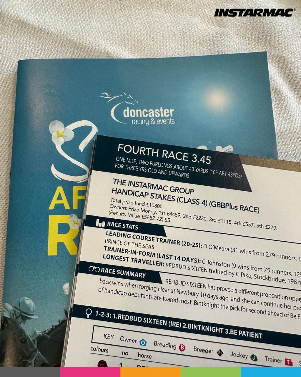 InstarmacGroup's tweet photo. 🏇 We're proud to be sponsoring today's 3:45pm race at Doncaster Racecourse – the Instarmac Group Handicap (GBBPlus Race).

If you're attending today's meeting, enjoy the racing and keep an eye out for the Instarmac Group Handicap (GBBPlus Race) at 3:45pm.

#Instarmac https://t.co/UUmOpuc3vS