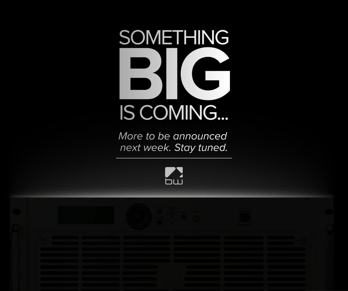 bwbroadcast's tweet photo. We've been working on something behind the scenes...
More details. More solutions. Same commitment to broadcasters worldwide.
Coming next week.
#BWBroadcast #FMBroadcast #ComingSoon https://t.co/vDy1uriGQn