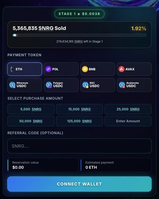 SynergyNetHQ's tweet photo. Over 5.3 million SNRG tokens sold already

The momentum is building fast
Who’s grabbing their bag next?

https://t.co/xlrnu6FQv9

#Crypto #blockchain #SynergyNetwork #cryptopresale #newpresale #100xgem #SNRG https://t.co/VLwpZHPETb