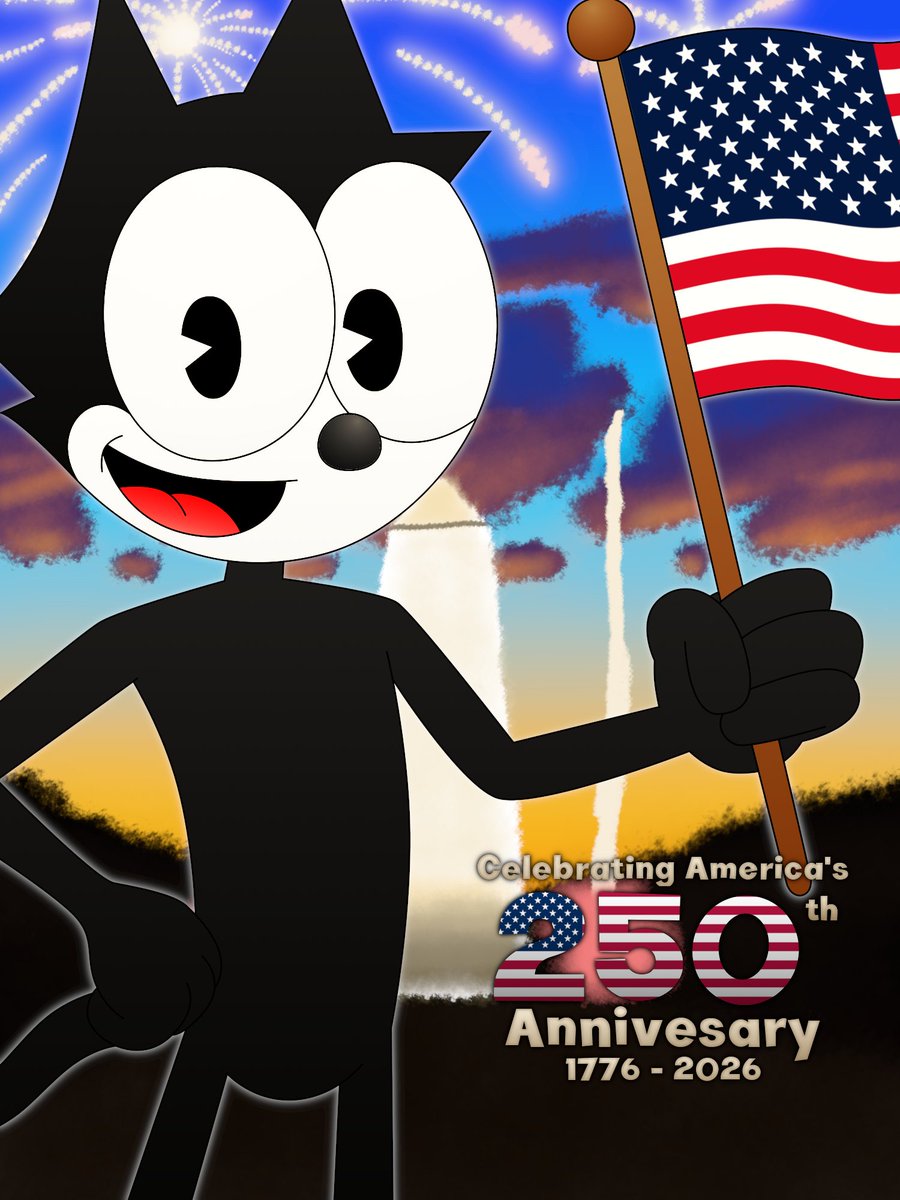 MTYMAC's tweet photo. Happy 4th of July, and happy 250th anniversary to USA! 🇺🇸🇺🇸🇺🇸

#FelixtheCat #America250 #4thofJuly #ArtistofX https://t.co/APYZyd0ir3