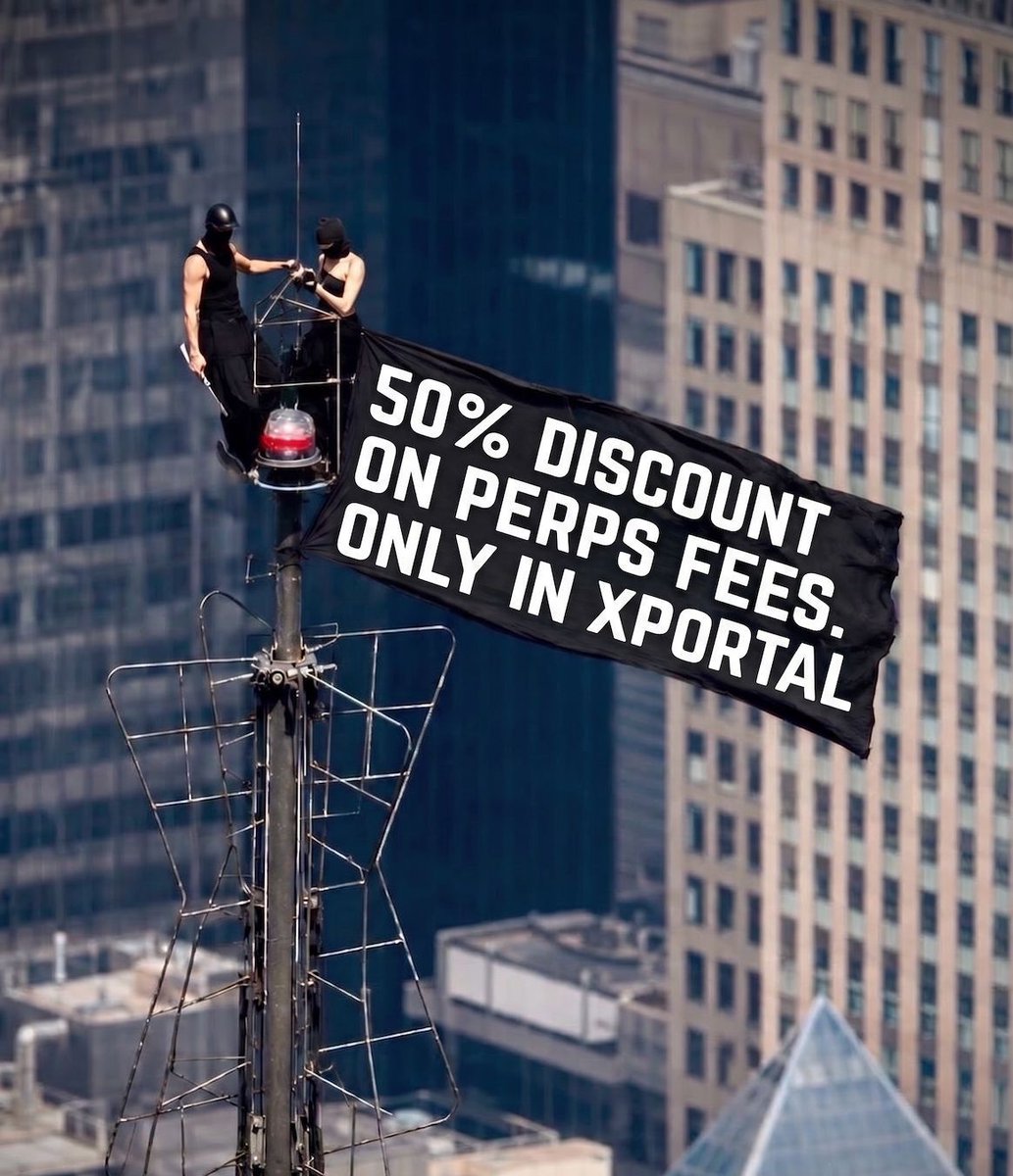 xPortalApp's tweet photo. Half the fees. Double the execution ⚡️

For a limited time, dive into deep institutional liquidity and trade perps directly through xPortal at a massive 50% discount on fees.

🗓️ Campaign Window: June 3 – June 7 (morning)

Open xPortal, navigate to the Perps tab, and optimize your setup today 🤙

Derivatives trading involves significant risk, and leverage can multiply losses. Trade responsibly.