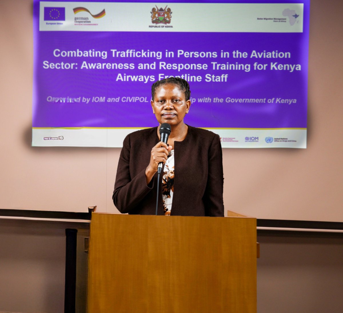 yhamadaiom's tweet photo. With support from the BMM Programme, funded by @EUinKenya and @GermanyinKenya, IOM Kenya trained Kenya Airways staff to detect and respond to trafficking in persons, thereby building frontline capacity across the aviation sector and making air travel safer. https://t.co/qmnQgyA1vj
