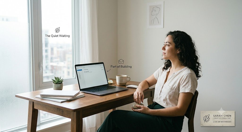 Granesh_X's tweet photo. Nobody talks about 11am on a Wednesday.
The emails are sent. The work is done. Now you're waiting for a client to reply.
That's freelancing too.
The quiet waiting is part of building.
It just doesn't fit into a Reel.
#Freelancing #FreshersIndia #CareerGrowth #BuildInPublic https://t.co/OSlG6pfLf2