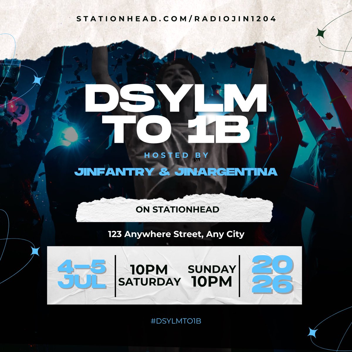 thejinfantry's tweet photo. 🚨 STREAMING PARTY ALERT 🚨

📣 Join us tonight for the #DSYLMTO1B Stationhead Streaming Party! 🎧

🎙️ Host: Jinfantry
🌎 Co-host: @JinStreamsArg 
📆 JULY 4-5 | 10PM KST 
🔗 https://t.co/fMAkc7nxNP

#방탄소년단진 #BTSJIN #JIN https://t.co/yeNf0W1yxJ