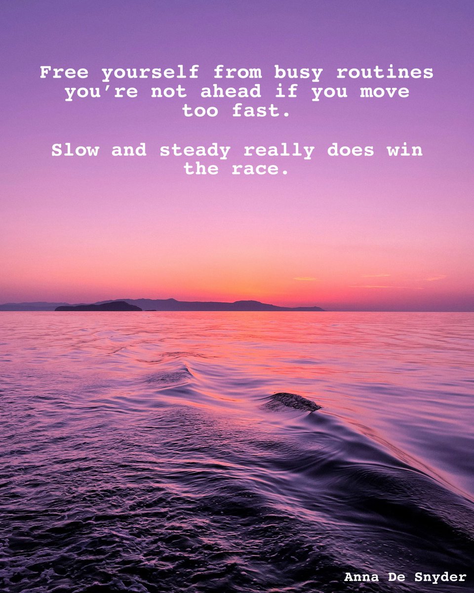 annadesnyder's tweet photo. Free yourself from busy routines you're not ahead if you move too fast.

Slow and steady really does win the race.

#writers #poetry #wellness #mindset https://t.co/TQmgHssVFf