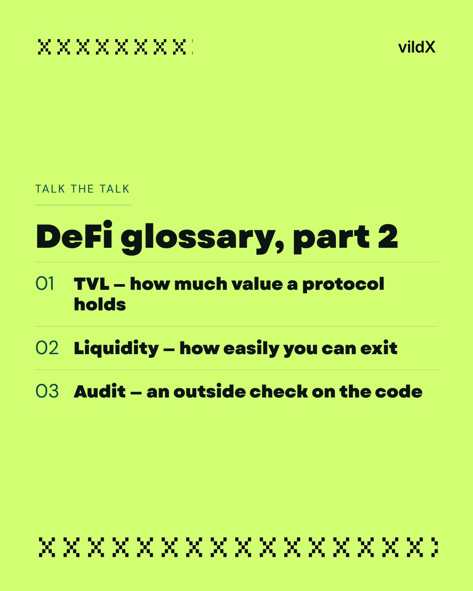 officialVildX's tweet photo. Three more words that turn DeFi from jargon into judgment. Knowing what to look for is the first step to choosing well. Save & share with someone learning. 📌
#DeFi101 #CryptoEducation #Web3 #LearnDeFi https://t.co/uRlkevLaNp