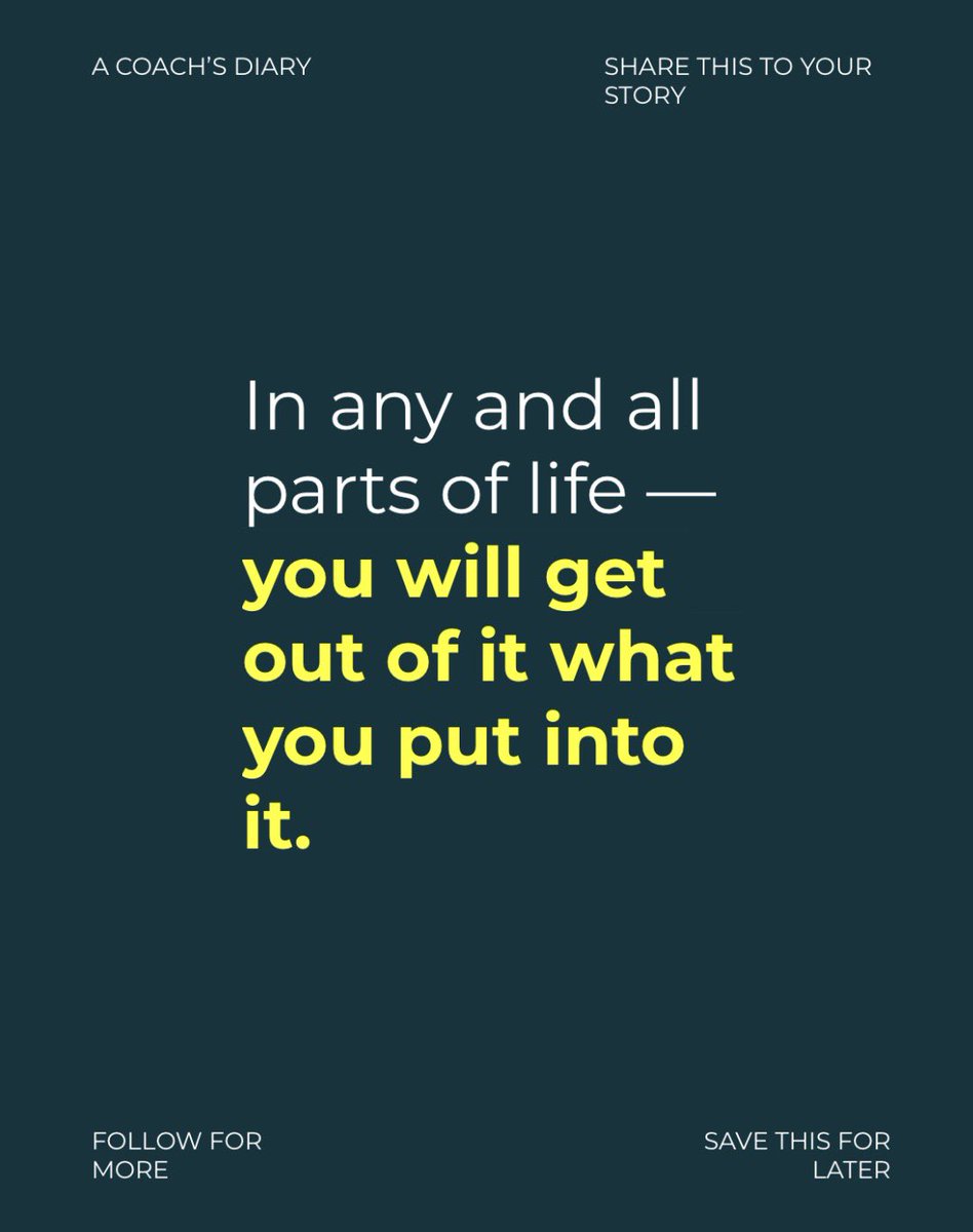 ACoachsDiary's tweet photo. There are no shortcuts to becoming the person you want to be. Growth is earned through the choices you make every day: showing up when it’s inconvenient, staying disciplined when motivation fades, and giving your best even when no one is watching. Relationships, leadership, health, and success all follow the same principle—they reflect the investment you make over time. If you want more from your life, start by giving more of yourself. The effort you invest today becomes the results you experience tomorrow.