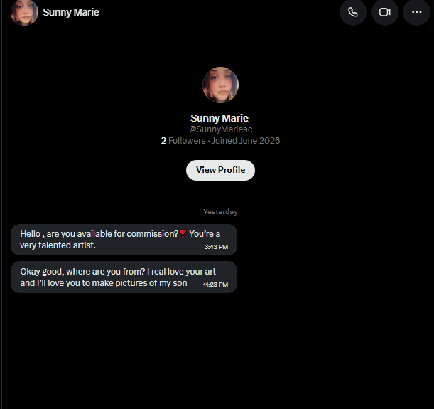 NikomiVT's tweet photo. ⚠️ VTubers, be careful! I was contacted by someone who appears to be a scammer.

Please share this post so more VTubers can stay safe. Thank you! 💙

#VTuber #VTuberEN #StaySafe

This person messaged me, and it appears to be a scam. Please be careful and don't fall for it https://t.co/zEZ0nOoBg8