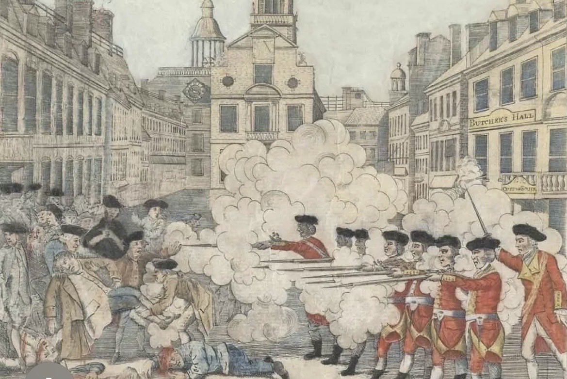 kevmok21's tweet photo. As we celebrate 250 years 🇺🇸, did it all begin because a Redcoat was late paying  for his wig to be cleaned? OK Let’s Learn all about the Boston Massacre.

https://t.co/lyXHonySfN https://t.co/jE36AgZv6h