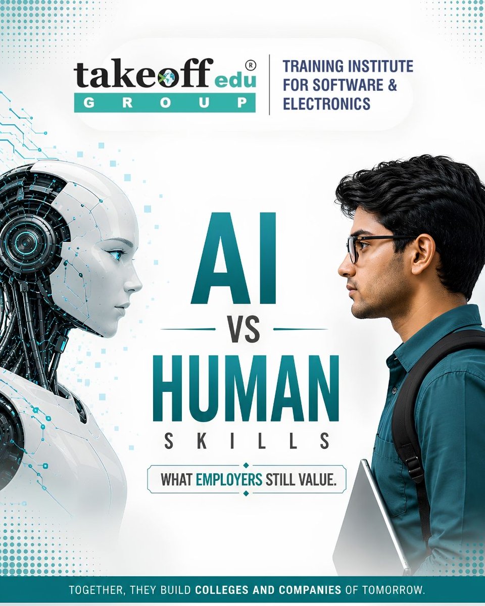 takeoffcourses's tweet photo. AI is changing jobs—but human skills still win. 💡

Communication, creativity, leadership &amp; problem-solving remain top employer priorities.

📞 +91 90324 21995 | +91 99660 62884
🌐 https://t.co/O43Yg60tp2

#AI #Careers #FutureSkills https://t.co/KJJUkihlbX