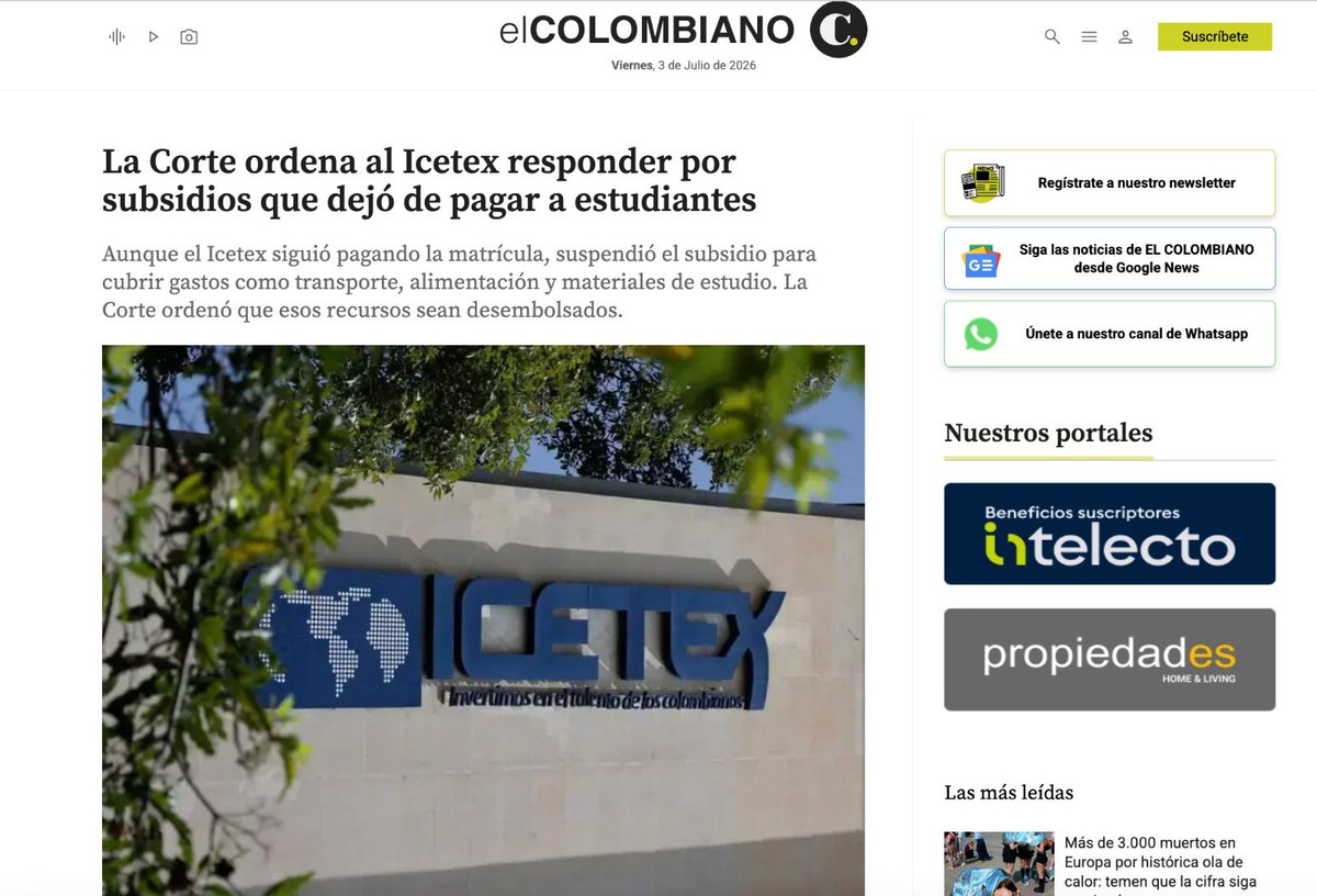 MariaFdaCabal's tweet photo. La Corte Constitucional le dio la razón a los estudiantes a quienes el Icetex les aprobó el crédito, giró la matrícula y les negó el subsidio de sostenimiento que ya tenían reconocido. La Corte calificó la interpretación del Icetex de "restrictiva, intempestiva y contraria a las reglas". 

¿Dónde está la indignación de quienes se toman las banderas de los estudiantes cuando conviene?

¿Iván Cepeda no hay nada para decir?