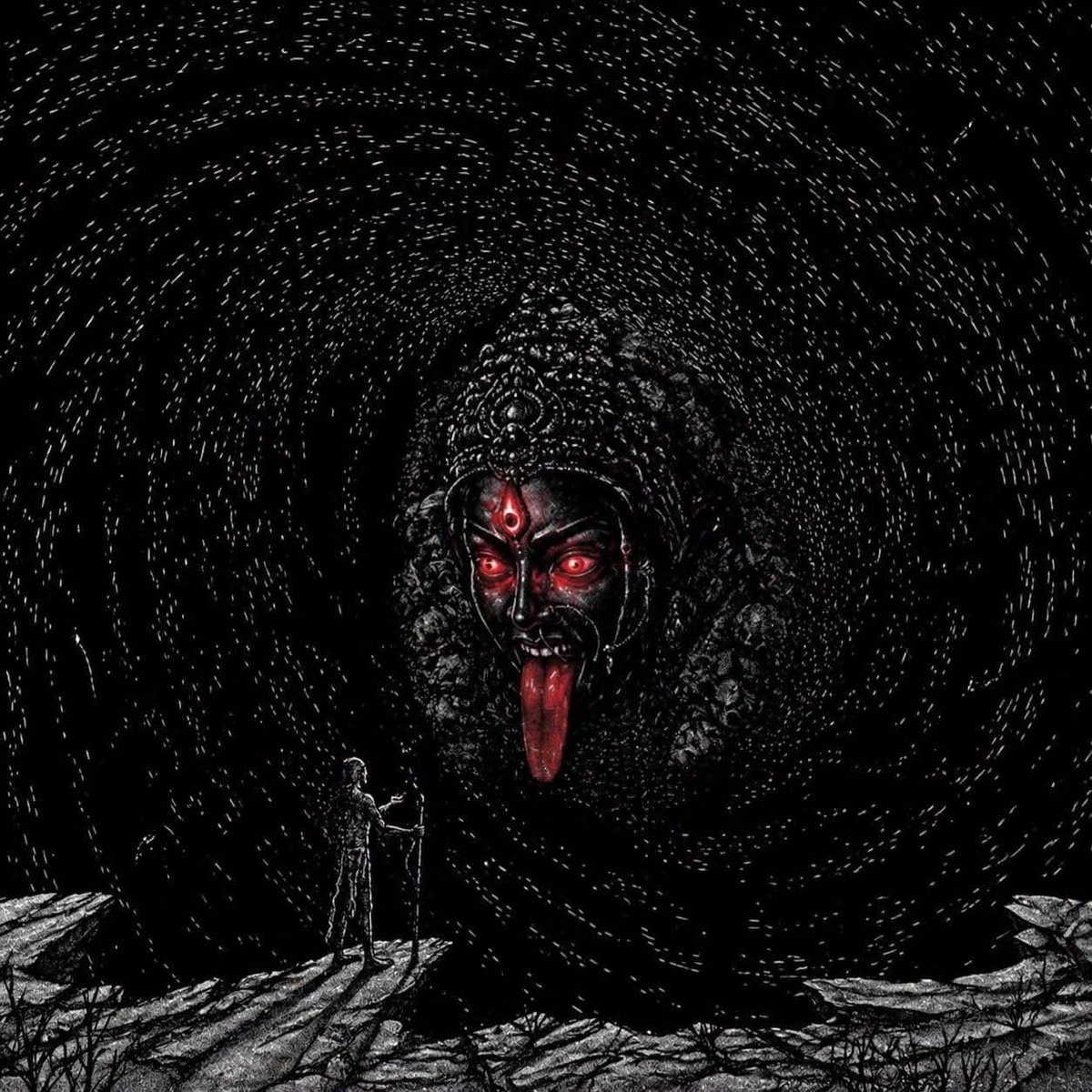 MaAdyakali1008's tweet photo. Q. Why does Adya Kali Kill the Sadhaka every 48 days?

A. Kali is dissolution, no matter how or with what intent you worship her with is, this is her primary and only purpose. 
But what does she dissolve? Just Mindlessly everything, like your personal coach, what your tiny mind deems ‘inconvenient’?
She dissolves that which has attained its Highest Form. 

Like ‘simple stories’ we recite the deepest secrets in our shastras, we recite hymns of Maa Durga unable to contain Rakshas RaktBeeja, and invoking Maa Kali, and Her arrival through Maa Durga, as she easily consumes the drops of blood dripping from RaktBeeja, and decapitates him, then takes his Rakt in a khappar. 

This primarily denotes it is only when the Sadhaka attains ABSOLUTE ROYALTY, that is now becoming the identity that he breathes in, where the Planet Rahu, attains the simhasana within, that he is now ready for the energy of Maa Kali, losing his head to Her. (Ketu activation) 

So being exceptional and the Number 1 in some intense field of choice is an incredible sign of One being ready for Adya Kali Sadhana. 
The Simhasna must be attained, the Rajasic state must be fully attained. 

Here the mere ‘stories’ of RaktaBeeja collapses and becomes the very ROAD MAP to attaining Kali itself, the highest Bhoga to Kali, is the 🩸 of the one who has attained absolute Rajasic Guna. 

Adya Kali, cannot be powered by Diksha alone or merely being ritualistic, one must attain the Simhasana, and then begins the worship of Kali, as she always takes bhoga of the Simhasana. 

Kali is never for the ‘weak’, or the reject … 
She is the one who takes Bhoga of the Simhasana, the 🩸of RajtBeeja was so potent with the heights of RajaSic Guna, she laps it up… for it was the perfect Bhoga. 

This is the very base of Tantra, Attain everything RajaSic (to each self) and then renunciate, even 10 crore repetitions of a Dikshit mantra can take you no where near the form that came for RaktBeeja, the BEEJA mantra of that Form was Rakt -Beeja, or the Seed of 🩸itself. 

Nothing else can invoke that form, but🩸that becomes worthy of that form, when manifested ideals of Rajasic Guna is offered to her … 

After the decapitation of RaktBeeja, the thirst was still insatiable and the Mother danced, asking for more … 
Here you realise the entire Deiva Loka, weren’t deemed fit for her consumption as they weren’t at heights of RajoGun, nor were the TriMurthis. 
Even Shiva as envisioned wasn’t enough, he had to become something else altogether too…

He had to become Mahakaal (Centre of the Universe, an Immovable Object) and Kala Bhairava (The Unstoppable force), converging into one extraordinary being, at Her right foot, there by allowing the 14 Lokas to Witness this Extraordinary heights of this ‘Shiva’ state. 

So even Shiva attains that extraordinary heights as he find himself becoming her pedestal. 

The death you attain at the Asan every 48 days is the rapid loss of identity as you prepare for Her. 

Jai Maa AdyaMahaKali
BhairavaKaalikeNamosthuthe