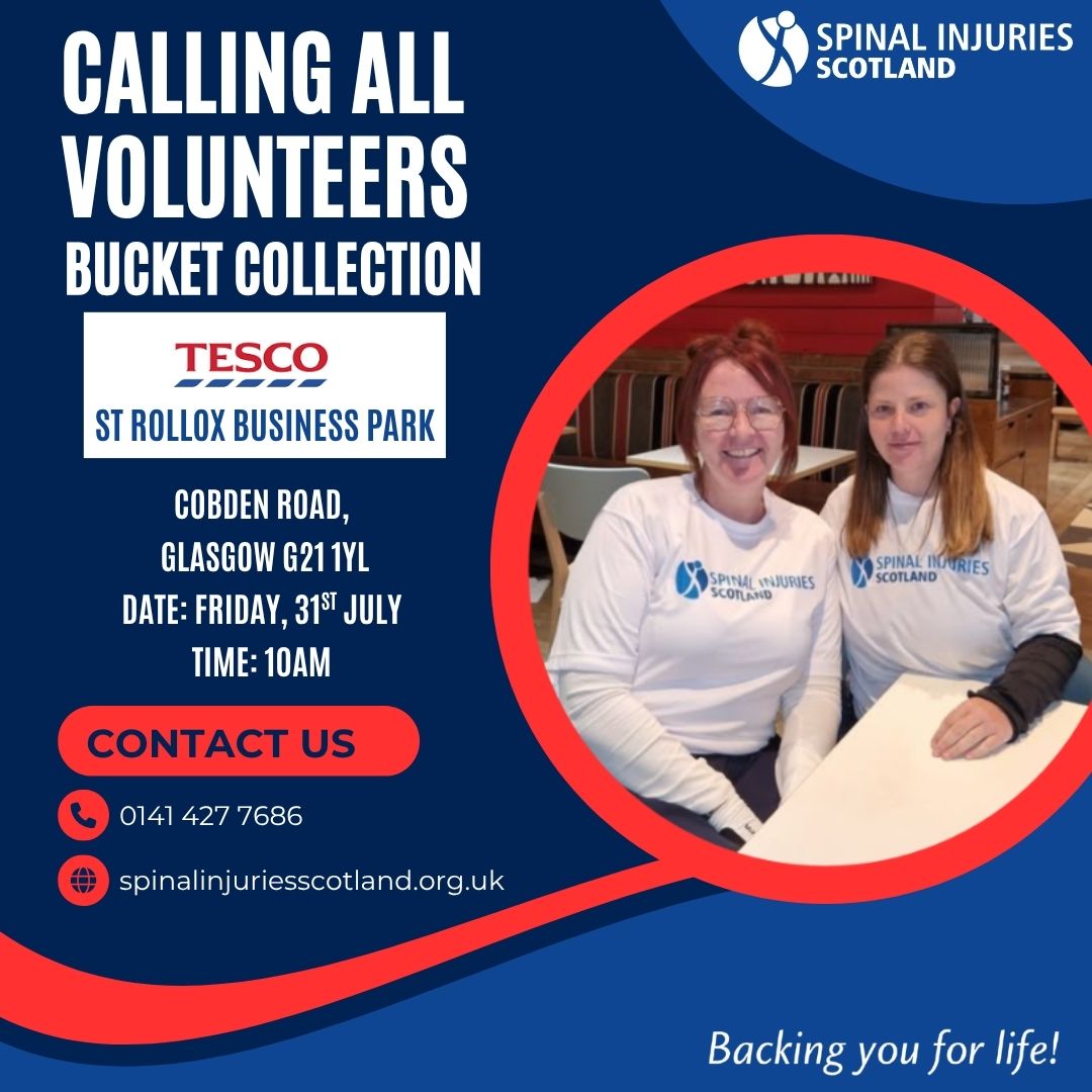 sisonlineorg's tweet photo. 📢 Volunteers needed! 💙

Can you spare an hour or two on Fri 31 July from 10am to help with our bucket collection at @Tesco  St Rollox Business Park, Glasgow?

No experience needed, just enthusiasm! 🙌

📩 DM us or email info@spinalinjuriesscotland.org.uk to get involved. https://t.co/6Fnp5aIVva