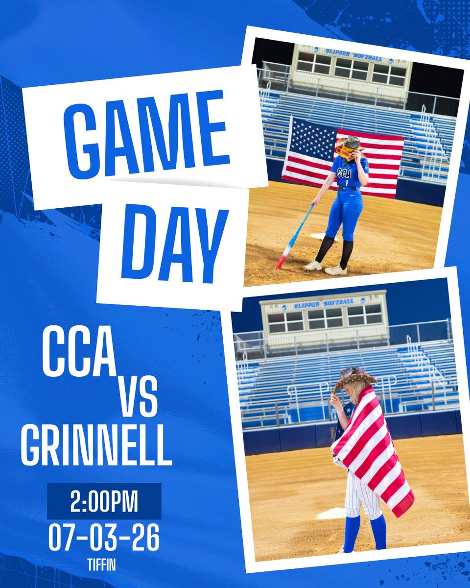 CCASOFTBALL's tweet photo. ‼️GAME DAY‼️
🆚 GRINNELL 
🕑 2:00pm
📍TIFFIN https://t.co/RvJqxpeayV
