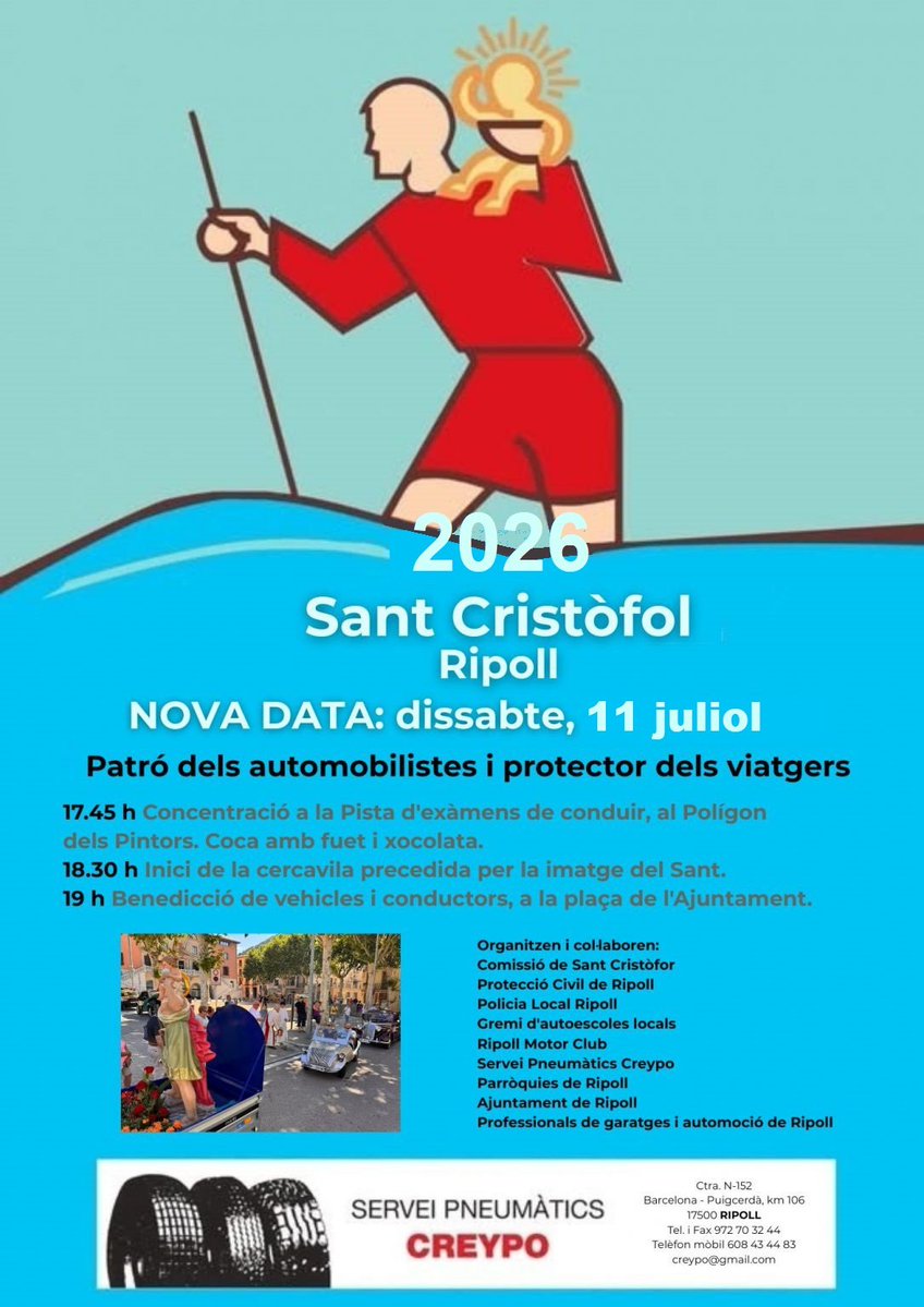 ProtCivilRipoll's tweet photo. Proper 11 de juliol
Tradicional benedicció de vehicles i conductors i conductores a #Ripoll
🚗🚙🛻🚚🚜🚕🛵🏍🦽🛴🚲🚒🚑 https://t.co/H94wbTZcRK