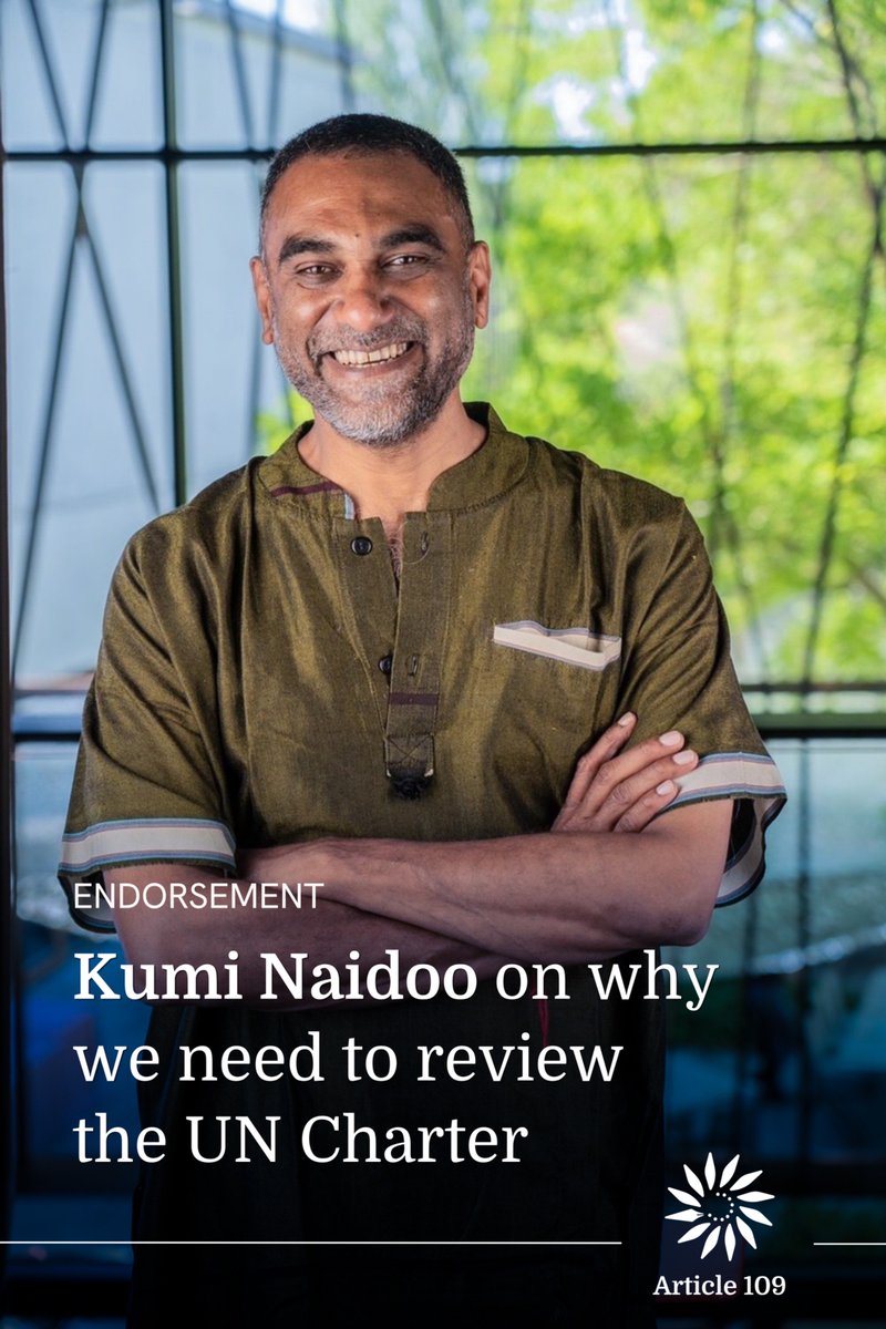 Article109's tweet photo. Why does @kuminaidoo support reviewing the UN Charter?

Because “the struggle to democratise international relations belongs to all of us."
 
Find out why the former head of @amnesty &amp; @Greenpeace is backing @Article109 below. https://t.co/0BwCQgu1UJ