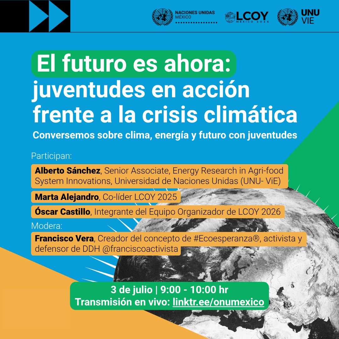 ONUMX's tweet photo. Hoy acompáñanos en una conversación sobre los desafíos que enfrentamos y las soluciones que las juventudes están impulsando.
📅 Hoy | 9:00 a.m. (CDMX)
🔴 #Envivo en nuestras redes
🔗 https://t.co/pCF94AdajQ https://t.co/cV6iZcU6k9