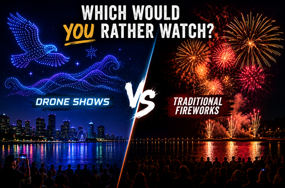 jvhecker's tweet photo. 🎆 Which do you prefer for the Fourth of July: traditional fireworks or modern drone light shows? Fireworks bring the boom and nostalgia, while drones offer quiet, creative displays that are pet-friendly and eco-conscious. What's your pick? https://t.co/IBE9Gzp3j0