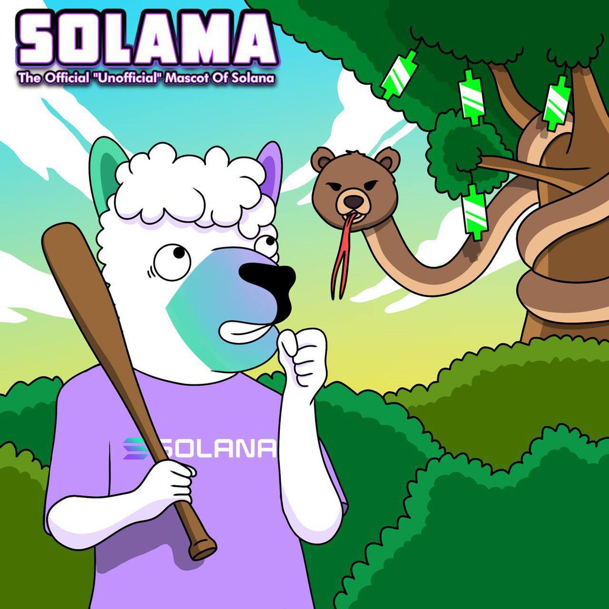 SolamaSPL's tweet photo. $Solama spent the week patrolling the crypto market like a llama-shaped neighborhood watch captain, gripping a bat and daring any bearish nonsense to step outside. Through all the chaos, Solama stood firm as the unofficial mascot of Solana and official mascot of
“I will fix this market with force if necessary.”