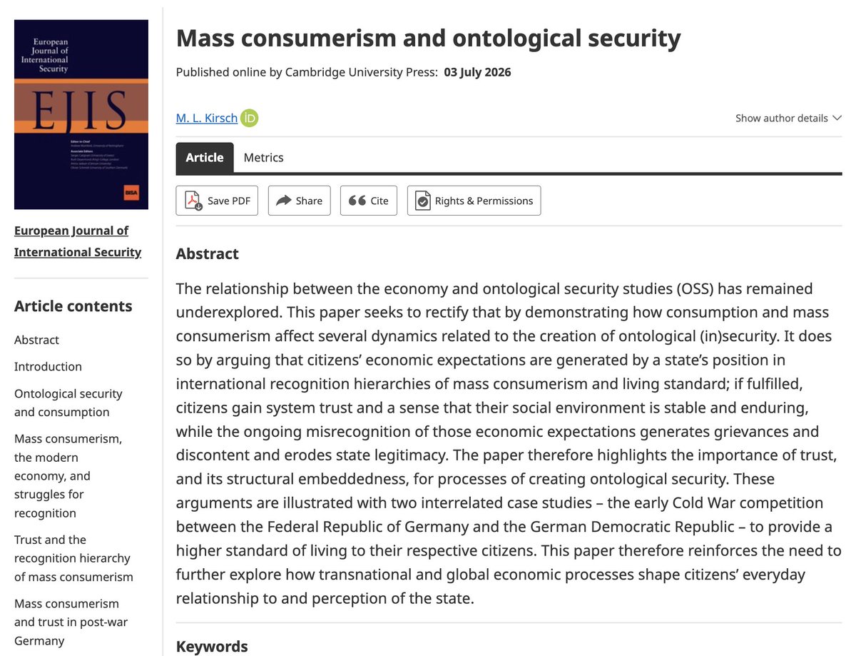 European Journal of International Security tweet media