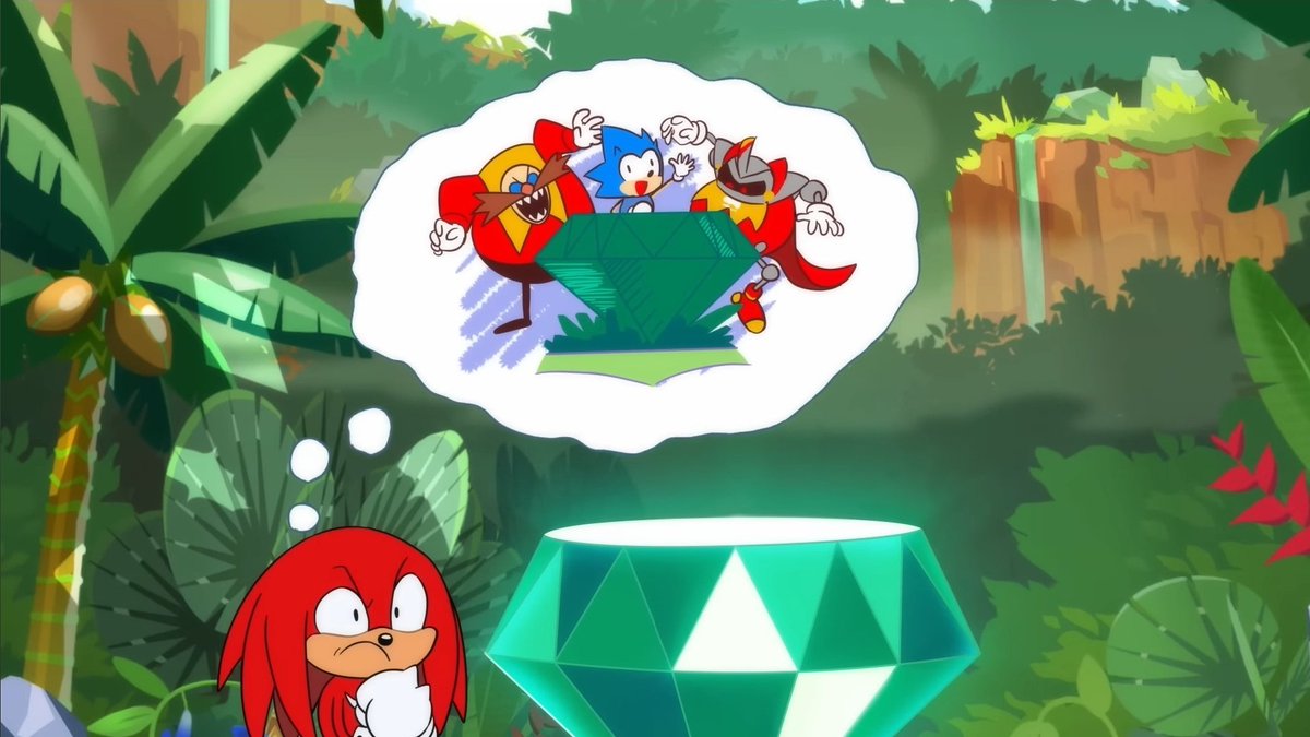 MrSillySunshine's tweet photo. I absolutely love that whenever we get to see Classic Knuckles' thoughts they're usually represented by these cute little silly cartoon doodles, it's really charming and adds to his innocent and goofy nature, alongside just being really cute! https://t.co/LuGd1Rzp0n