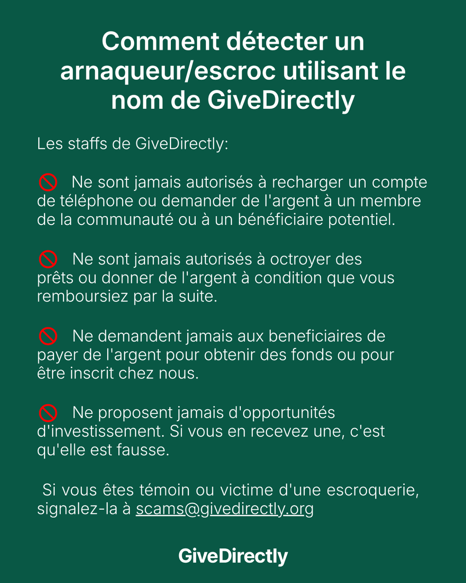 GiveDirectlyDRC's tweet photo. Savez-vous comment signaler un message Scam chez GiveDirectly? Ne vous faites pas avoir. Voici les étapes: https://t.co/gkU5il7FxO