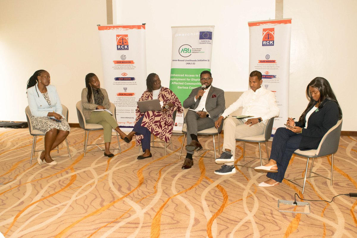 RCKKenya's tweet photo. 🗞️Transforming Policy into Practice, Driving Long-Term Self-Reliance for the Refugees and Host Community in Kenya. 

We recently wrapped up a 2-day national stakeholder dialogue on sustainability and socio-economic rights, exploring field evidence from the ABLI-G II Consortium and the annual trend report 2025 supported by @EUinKenya. 

The intensive session brought together at least 28 key implementing partners and stakeholders, including @DRSKenya @drckenya @inkomokoKenya @ReDSS_HoA @RESCUEorg @HakiKNCHR @SafaricomPLC  @BrighterMonKE @amahorocoalition @KAM_Kenya @GarissaGov @KenyaGovernors @_GarissaCounty and refugee-led organisations to evaluate real-world integration successes and dissect the structural bottlenecks limiting long-term self-reliance.

The forum provided an opportunity to translate systemic economic vulnerabilities into actionable institutional reforms. Delegates tackled pressing barriers, such as how low-social-capital refugees are frequently locked out of opportunities and the need ya market linkages of existing beneficiaries na kucreate value chains. 

Participants heavily scrutinized the systemic gaps reinforcing economic exclusion, such as the exclusion of refugee data from the Integrated Population Registration System (IPRS), which completely blocks access to basic financial services, alongside blanket business levies and inadequate private sector engagement in policy design.

Looking ahead, partners established a strategic roadmap that aimed to shift from dialogue to direct, multi-sectoral action. The agreed-upon framework prioritizes continuous advocacy for IPRS integration, localized DRS data systems, and the adoption of tailored zoning licensing policies in refugee-hosting counties to ease high levies.

Moving forward, partners are committed to transitioning the One-Stop-Shop (OSS) model to municipalities or government-driven, including the creation of Huduma centres, building county capacity, and engaging the private sector. Also, establish robust capability assessments for RLOs to absorb funding; this hands-on framework ensures a permanent, self-reliant ecosystem where shared prosperity is fully accessible to both refugee and host communities.

Read more about the annual trend: https://t.co/5r2dRPzqg8

@FondazioneAVSI @BrighterMonKE @Equal_Reach @RESCUEorg @JesuitRefugee @ki4bli @KituoSheria @Kiva @Konexio_eu @MigrationPulseH @NRC_EAY @PWJ_Kenya @RefugeeInvest @WeAreRefuSHE 
@hope2shine @WorldRelief @Vodafone_LEJOG @KeEquityBank @SafaricomFDN @KCBInKenya @KBCChannel1 @citizentvkenya @K24Tv @ntvkenya
@StandardKenya @NationAfrica @ECHO_CESAfrica
@UNHCR_Kenya @KAM_Kenya @GarissaGov
@KenyaGovernors @Garissapress @KNQAuthority
@LabourSPKE @ImmigrationDept
