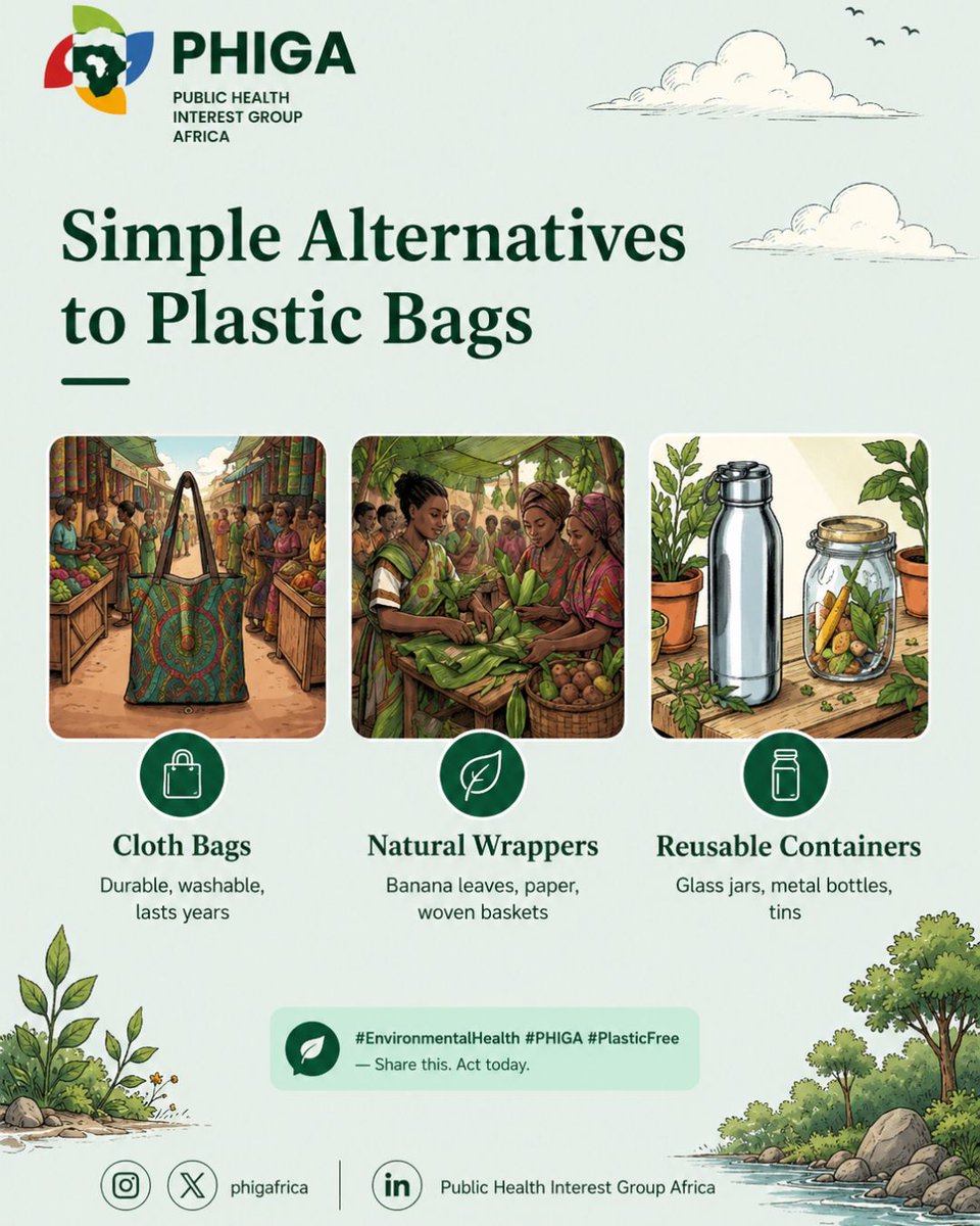 phigafrica's tweet photo. Plastic waste is not just an environmental issue, it is a public health risk. ๐โป๏ธ Letโs reduce exposure to protect our health. #EnvironmentalHealth #PHIGA #PlasticFree https://t.co/NNk7TOMvTW