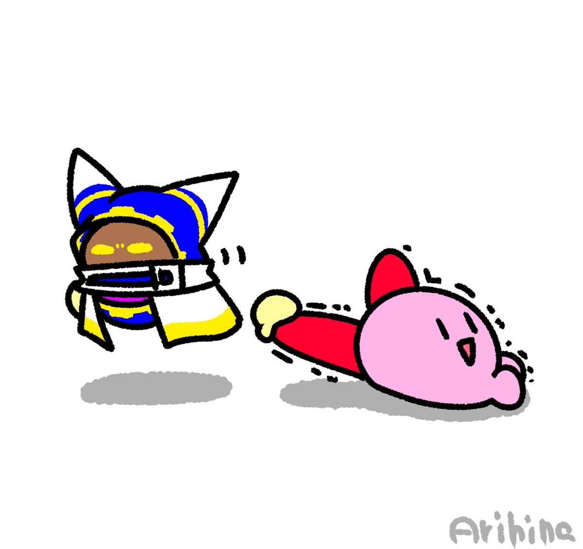 Arihina_starK's tweet photo. 抵抗するカービィちゃんとマホロアくんです　#カービィちゃんとマホロアくん https://t.co/WdJoToiwZ0