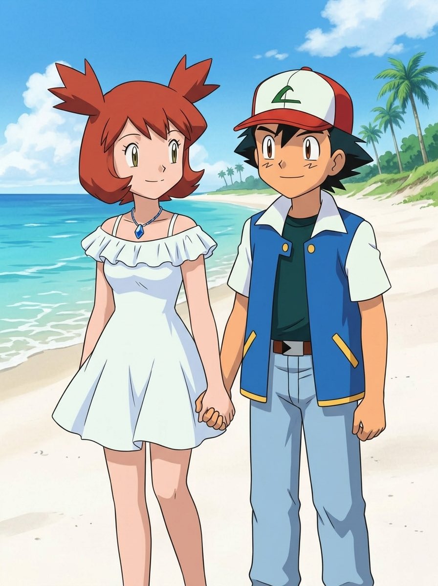 PiratePon's tweet photo. Ash and Bianca on the beach together. #pokemon #pokemonheroes #mareshipping #aiarts #flow #fanartfriday https://t.co/7iFaoXg0bF
