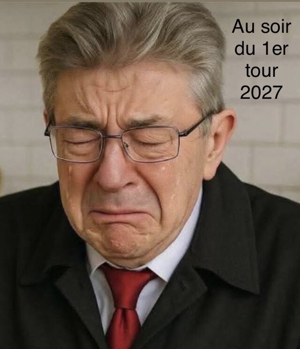 SaintAymeric's tweet photo. @LBleuBlancRouge Retour vers le futur.

Dimanche 18 avril 2027 :

Allocution de Mélenchon, battu dès le 1er tour des présidentielles :

"Pas une voix pour Jordan Bardella !" martèle- t-il, ouvrant la porte à 5 ans de néo macronisme par ce soutien voilé à Édouard Philippe. 

Rendez-vous en 2032 ! https://t.co/XNCvD7ElaR