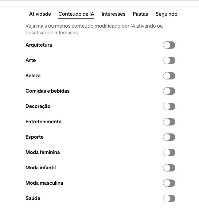 caroltafuri's tweet photo. @Pinterest mandou MUITO BEM dando a possibilidade da gente escolher se quer ver fotos de IA ou não

Não, eu não quero, obrigada Pin https://t.co/cM6SgbHd4K