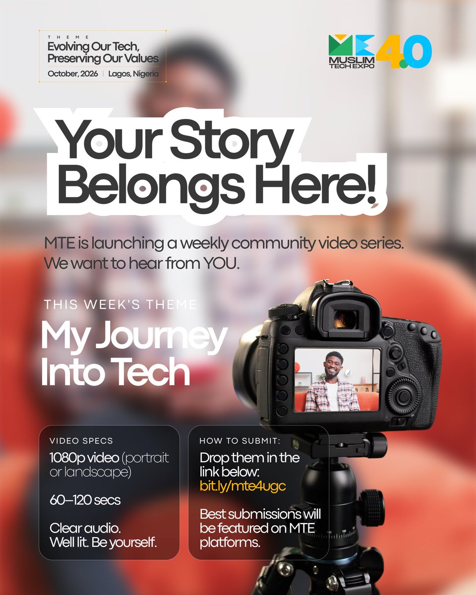 Muslimtechexpo's tweet photo. Your story is worth telling✨️
Every person in this community has a tech story. And someone out there needs to hear yours. 🤍

MTE is kicking off a weekly community video series and we're starting with the one that matters most, My Journey Into Tech. https://t.co/fg0NCQK05F