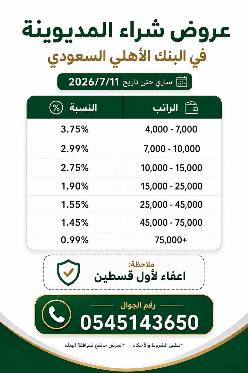 Ra11Bush_'s tweet photo. #مصر_استراليا

عروض البنك الاهلي لشرا المديونية 

متبقي اسبوع واحد فقط على نهاية العرض ‼️

للاحتساب: 0545143650 https://t.co/HRmIfpJbDz