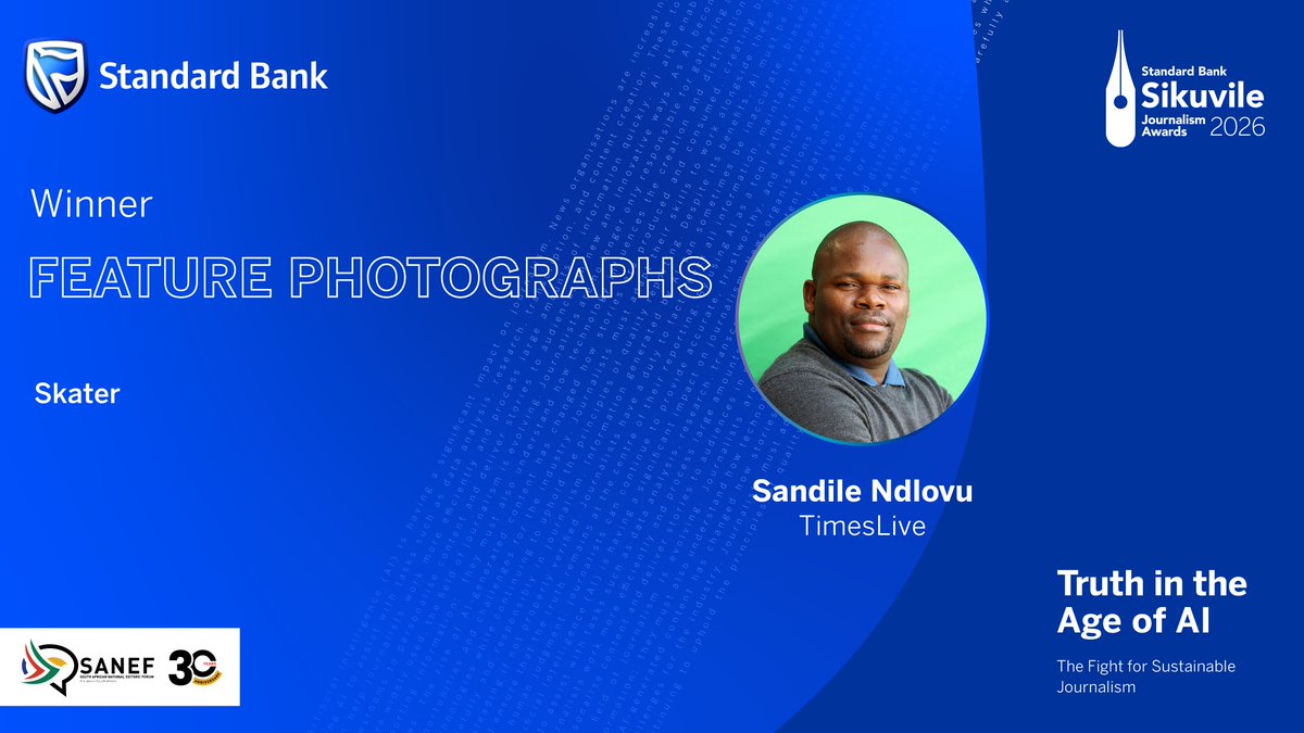 SAEditorsForum's tweet photo. The winner of the 2026 Features Photographs is ... #SikuvileAwards2026 #JournalismMatters #TruthInTheAgeOfAI
@StandardBankZA https://t.co/flVRPOJsJ3