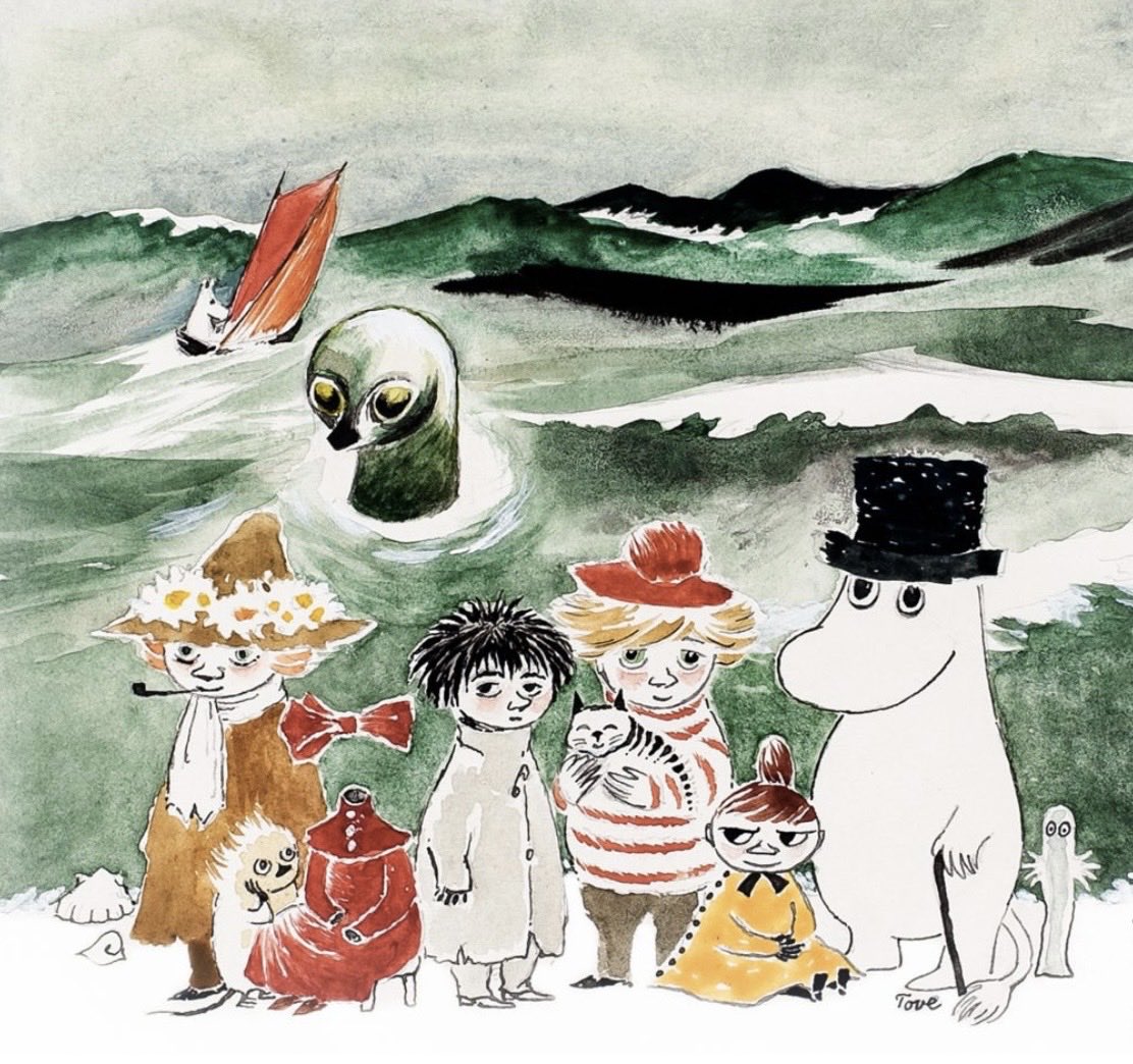 TitaniasRealm's tweet photo. Cover illustration for Tales from Moominvalley by Tove Jansson (1981) https://t.co/8HOpzZydIW