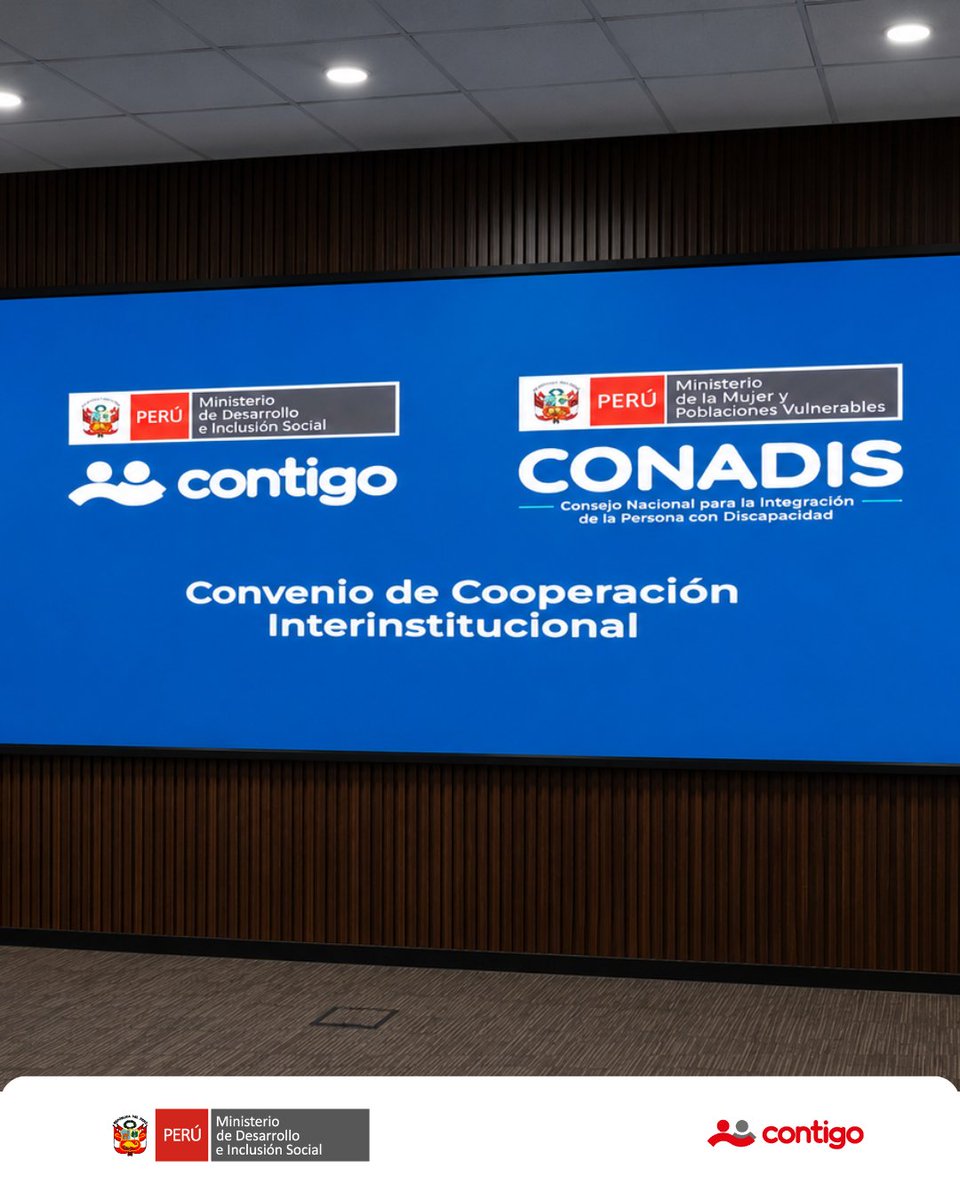 Midis_CONTIGO's tweet photo. #EnImágenes |El Programa Nacional Contigo y el CONADIS suscribieron un convenio para fortalecer la atención integral de las personas con discapacidad severa.
#Midis #Contigo #Conadis #Inclusión #GobiernoDeTransición https://t.co/Fm7ARzlhTD