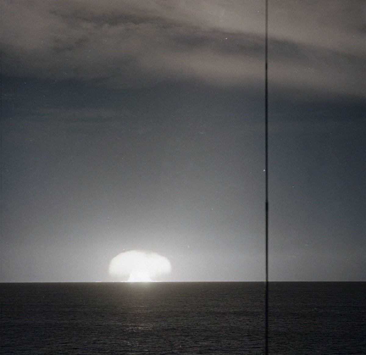 atomicarchive's tweet photo. French nuclear test «Aldébaran» with a yield of 28 kt was conducted on a barge, at Mururoa Atoll - first test on this atoll. 2 July 1966. https://t.co/imgdu6AN8u