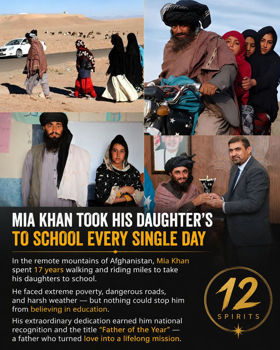 12spirits's tweet photo. SHOCKING TRUTH 😲❗

THE BEST FATHER IN THE WORLD.

Despite the scene that often occur in that region, he never stop being the best dad.

Mia Khan, a father from rural Afghanistan, became known for his 

extraordinary dedication to his daughters' education. https://t.co/cXlIuUHK3K