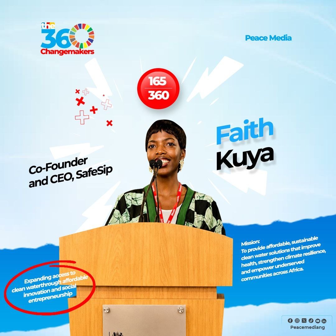 PeacemediaNG's tweet photo. Faith Kuya is expanding access to safe drinking water through locally designed innovation. Through SafeSip, she is improving public health, strengthening climate resilience, and empowering underserved communities.
#PeaceMedia #the360changemakers #165of360 https://t.co/zjhSzzNybX