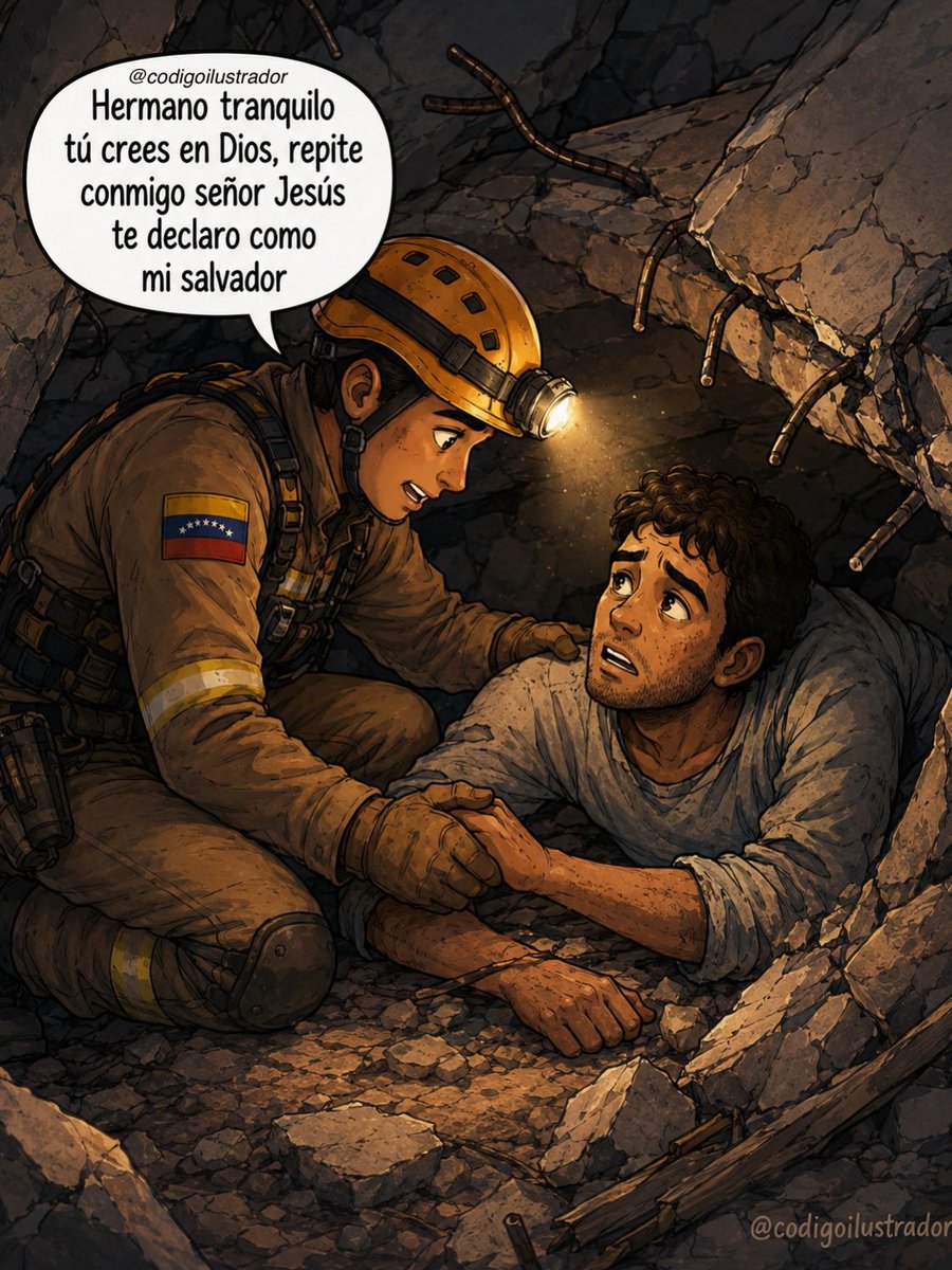 madeleintlSUR's tweet photo. Héroes de fe entre los escombros

En medio del miedo y la incertidumbre de una catástrofe, la labor de los rescatistas trasciende el esfuerzo físico para convertirse en un soporte vital para el alma. 

El estremecedor registro audiovisual de un rescate real recreado con profunda sensibilidad en las ilustraciones ⁠demuestra que estos hombres y mujeres no solo salvan cuerpos, sino que también siembran fe y calma en los momentos más oscuros.

Incluso cuando el peligro es inminente y el suelo vuelve a temblar, la solidaridad humana se impone sobre el temor. Una mano extendida, una palabra de aliento y una oración compartida devuelven la esperanza cuando todo parece perdido: "Señor Jesús, sé refugio para quienes sufren y fuerza para quienes rescatan".